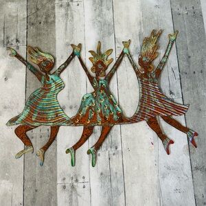 Southwest Metal Art Wall Sculpture Signed Tribal Family Robert Shields